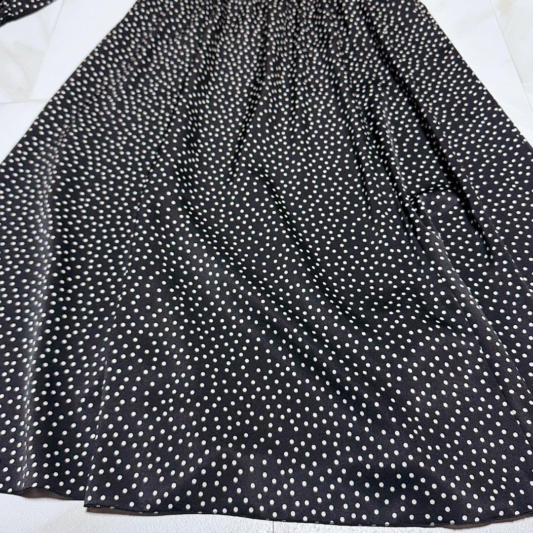 アナイ 22SS サテンドットプリントタイワンピース リボン ボウタイ ギャザー