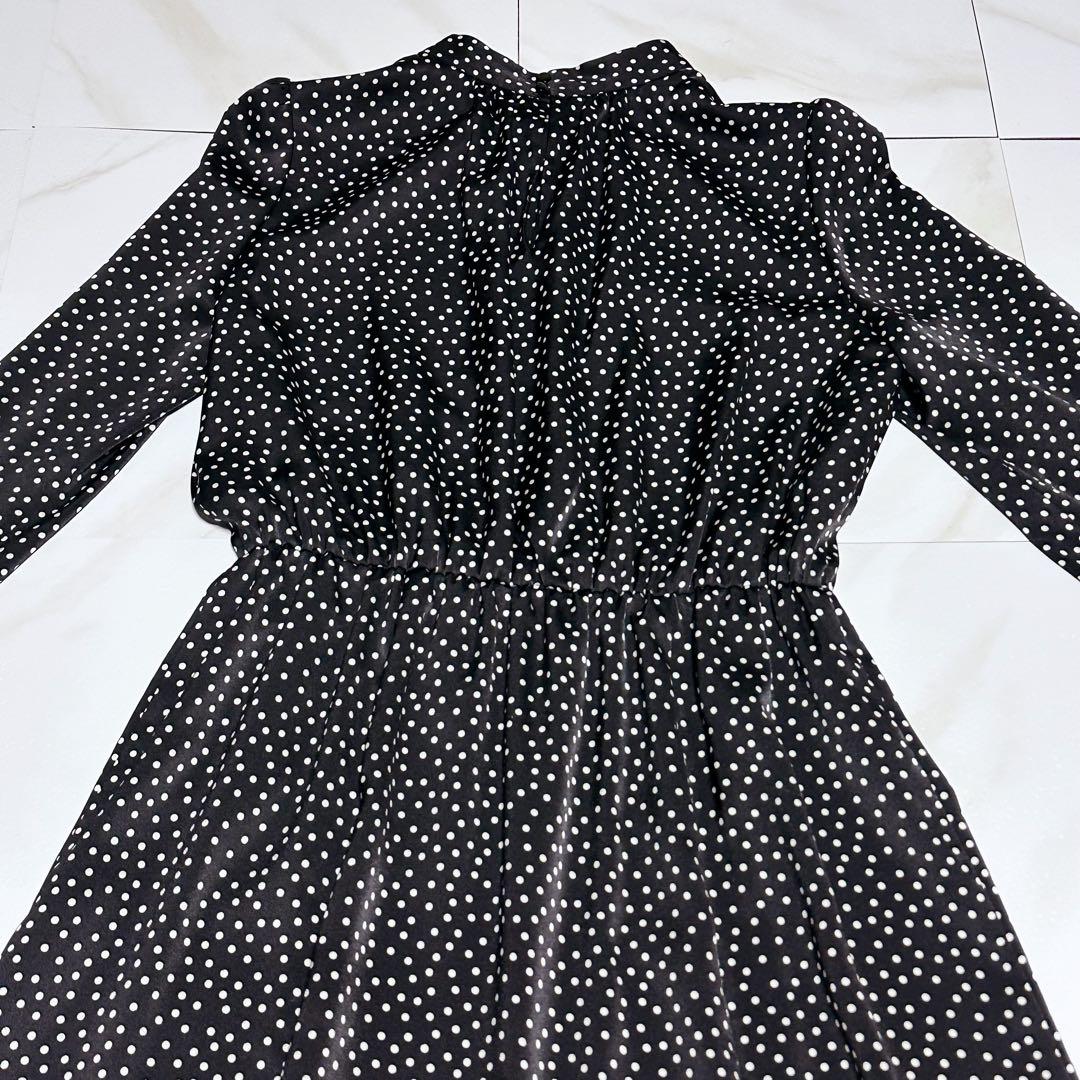 アナイ 22SS サテンドットプリントタイワンピース リボン ボウタイ ギャザー