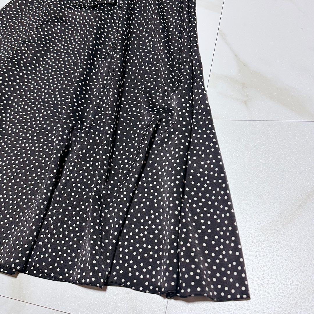 アナイ 22SS サテンドットプリントタイワンピース リボン ボウタイ ギャザー