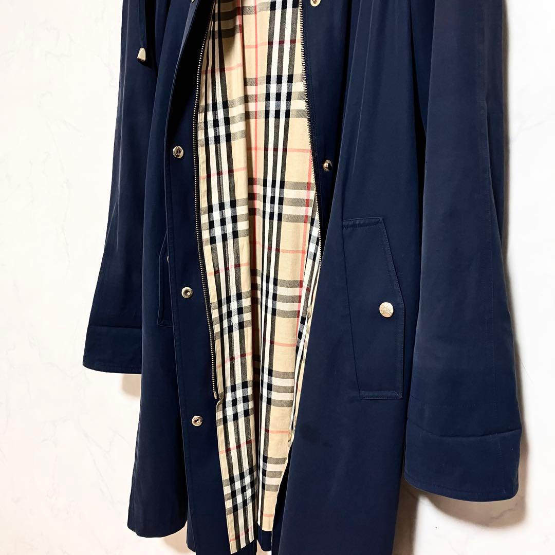 バーバリー M 金ボタン ロングコート フード ノバチェック 金タグ ホースロゴ