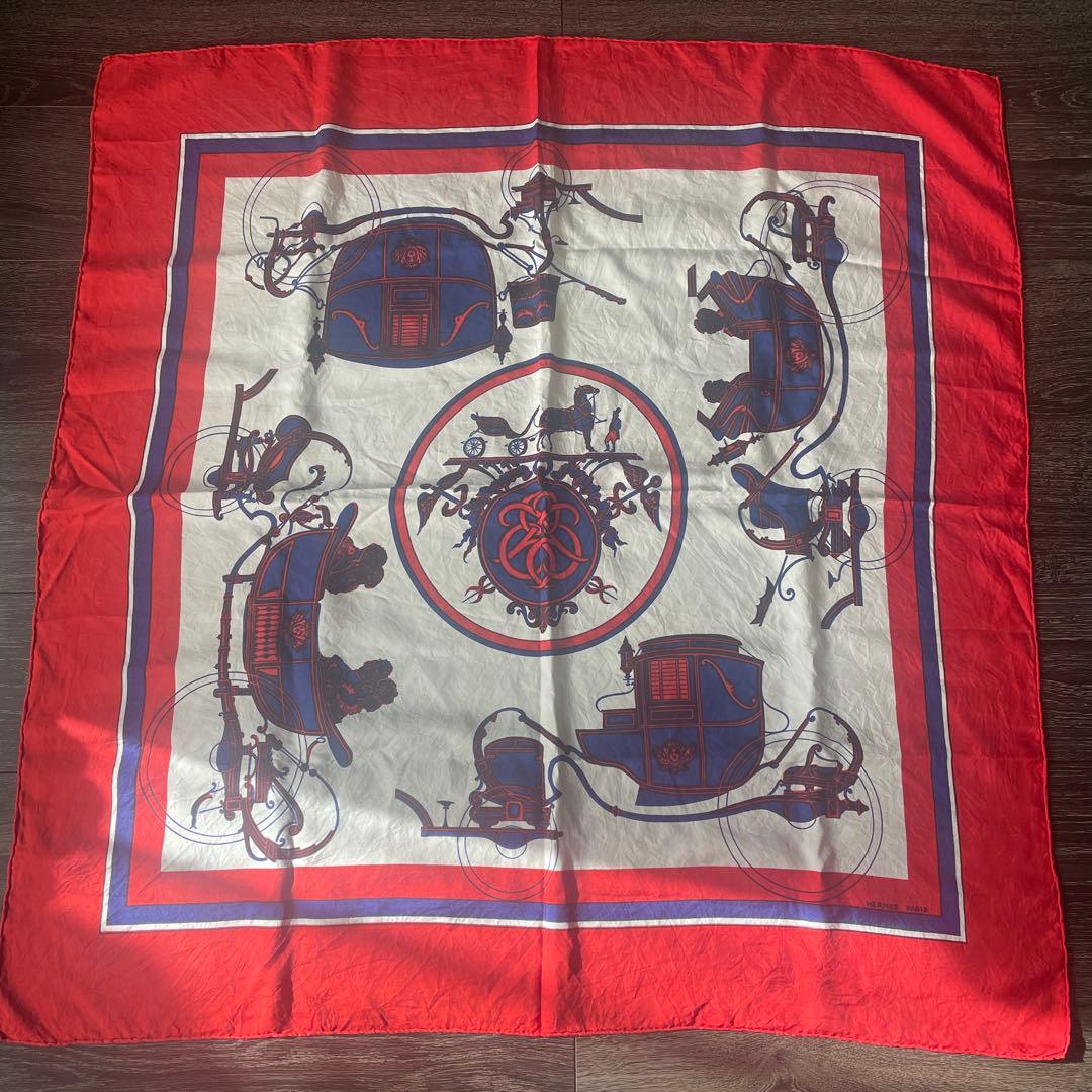 HERMES ヴィンテージシルクスカーフ 馬車デザイン