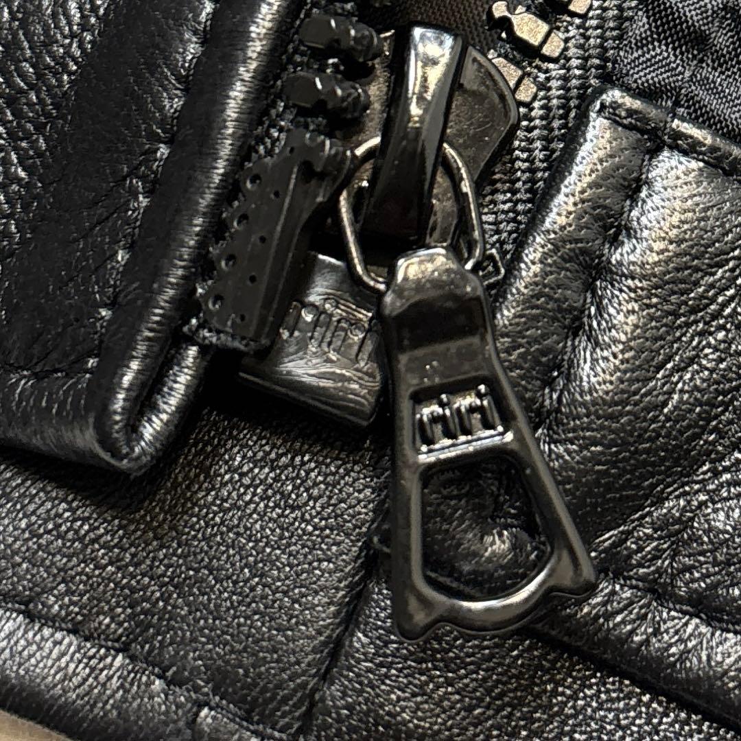 美品【ドローム】シングル　レザー　ririジップ　切り替え　イタリア　羊革　XS