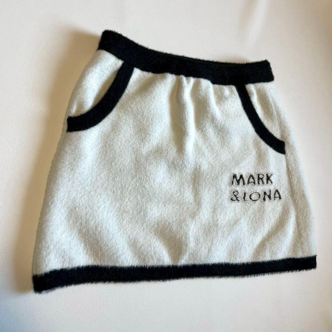 美品【マーク＆ロナ】ゴルフウェア スカート ロゴ スカル ラインストーン 白 L