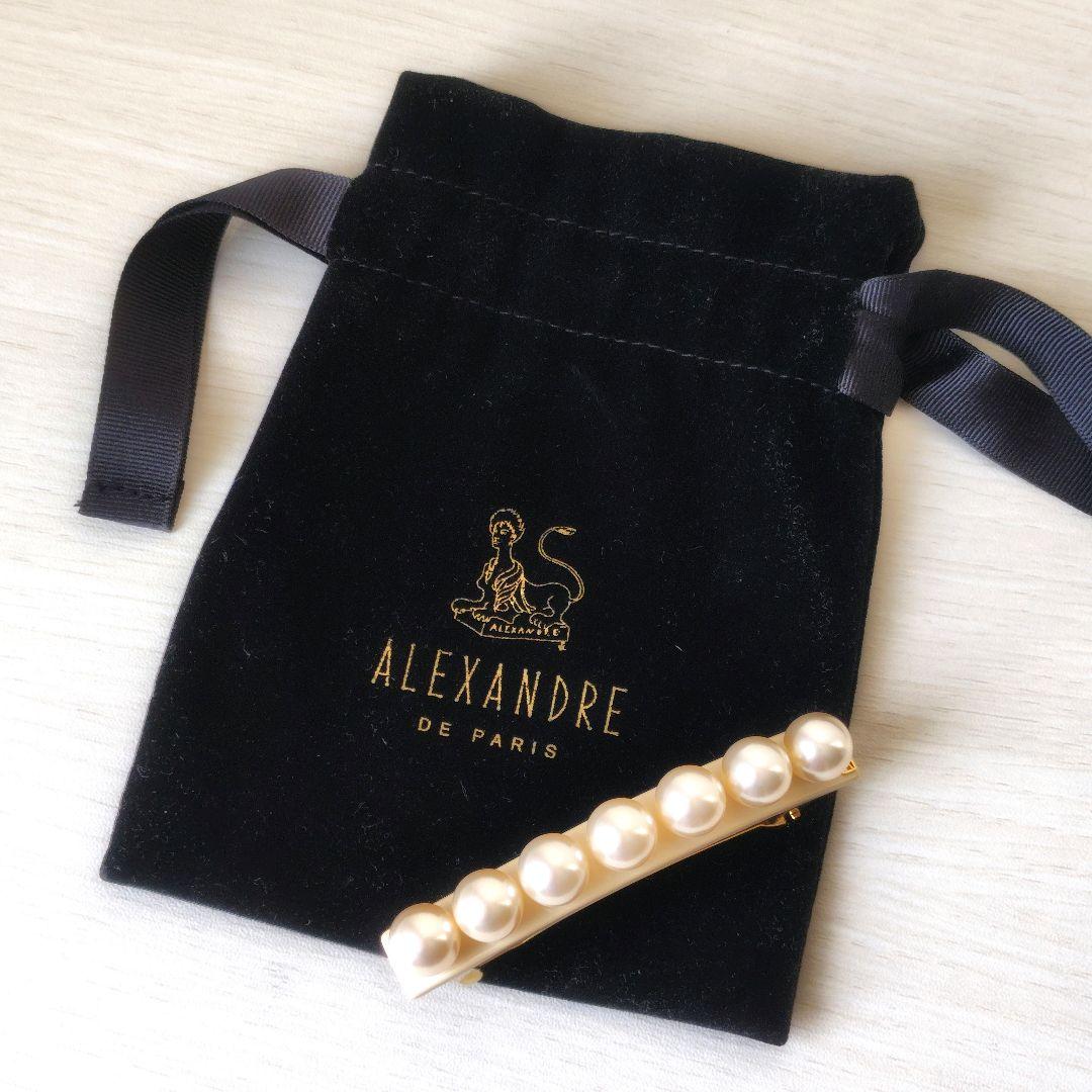 美品✨️アレクサンドルドゥパリ　パール付きバレッタ