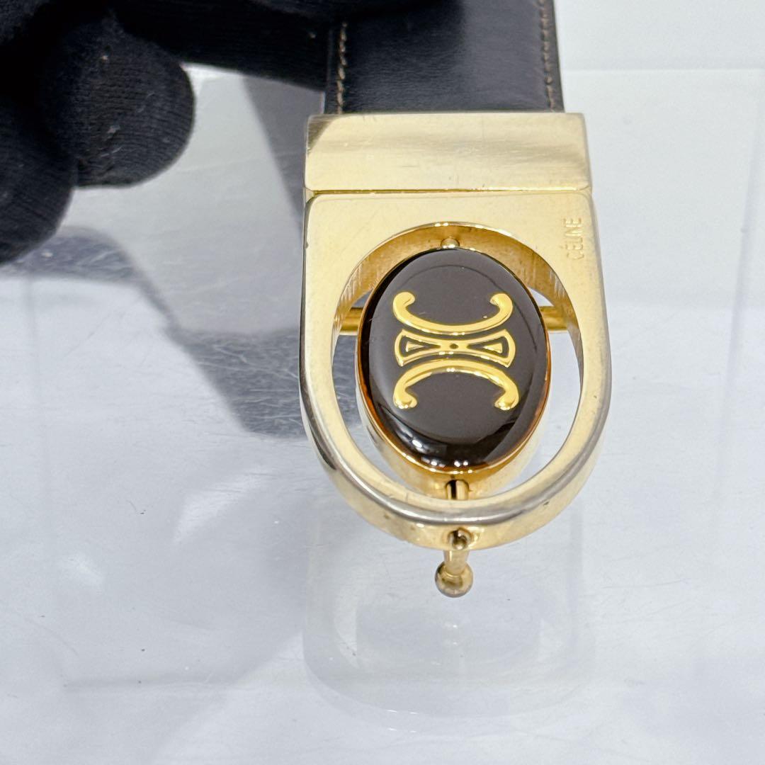 CELINE セリーヌ トリオンフ ダブル回転式ベルト 黒 希少 リバーシブル