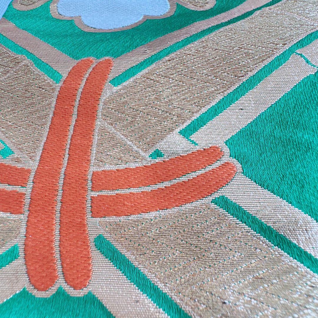 フルセット　七五三７歳女の子　黒地花　緑地袋帯正絹　花菱　半襦袢　7100