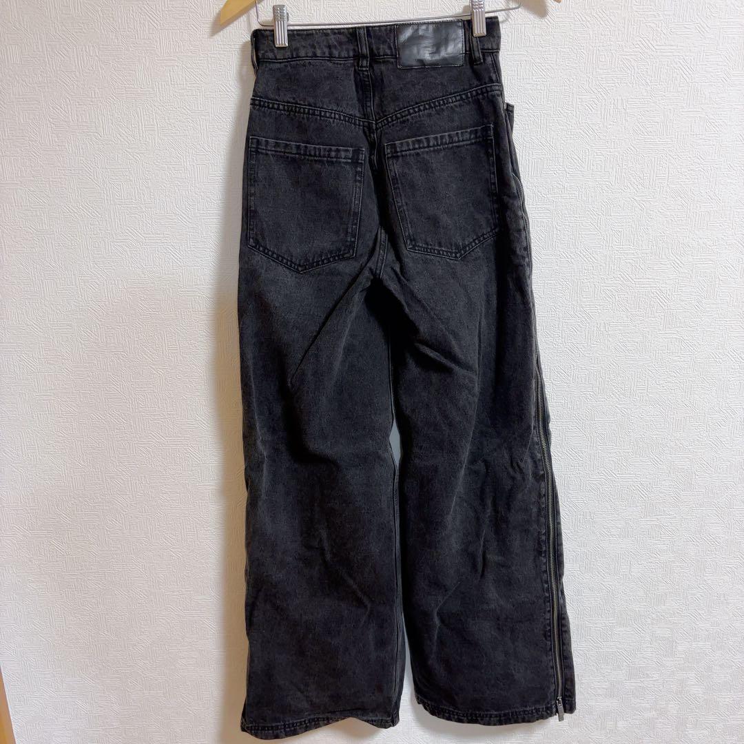 adidas ADILENIUM ジップウォッシュド デニムパンツ 25inch