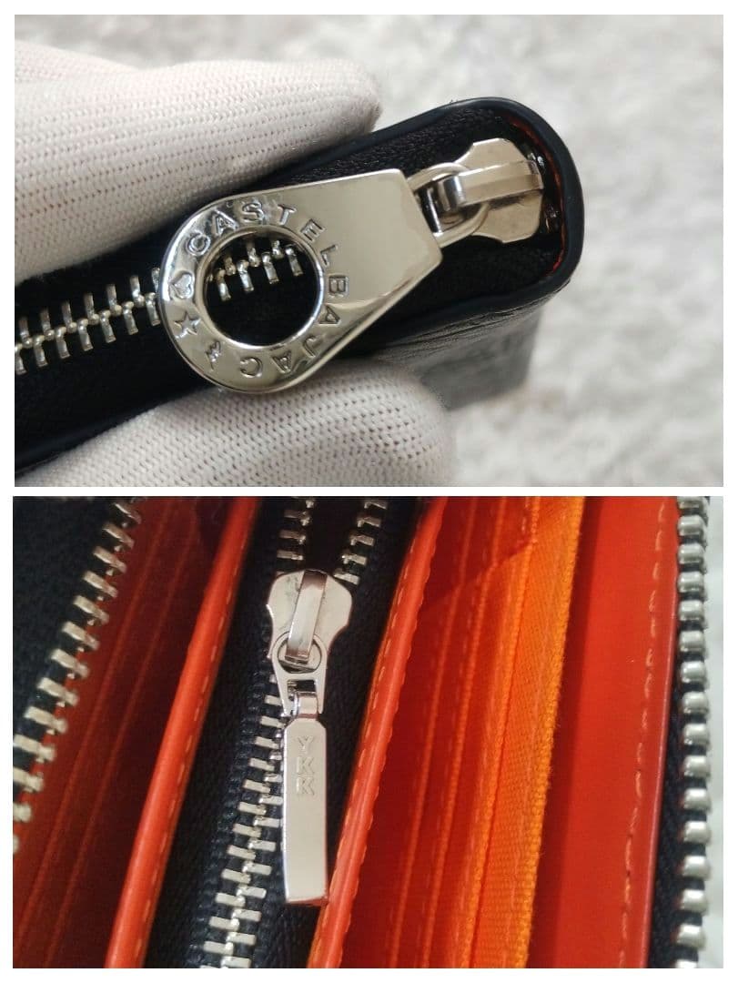 美品　カステルバジャック　マルセル　長財布　ラウンドジップ　総柄　モノグラム　黒