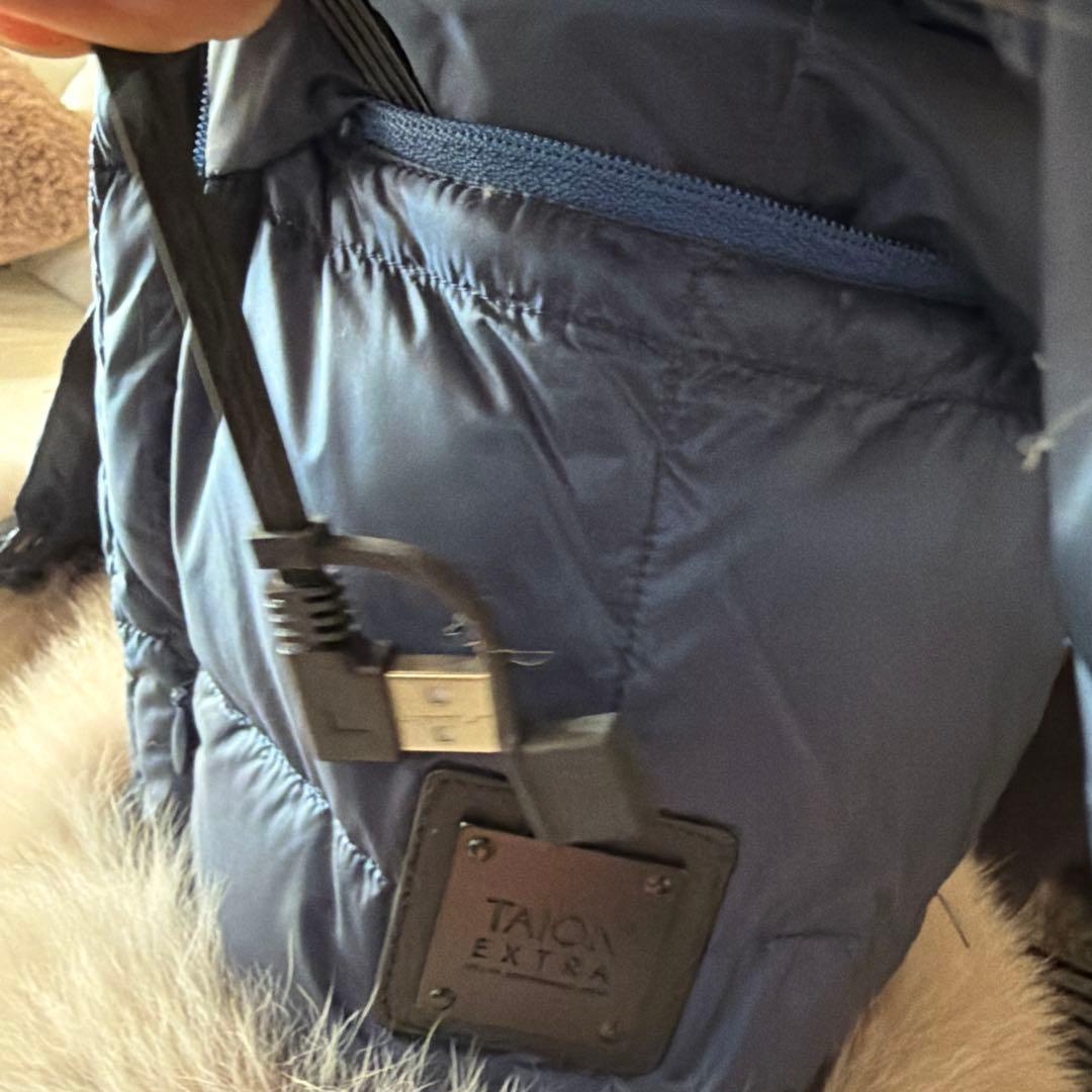 タイオン　エクストラ ダウンジャケット3way ネイビー L ファー付き