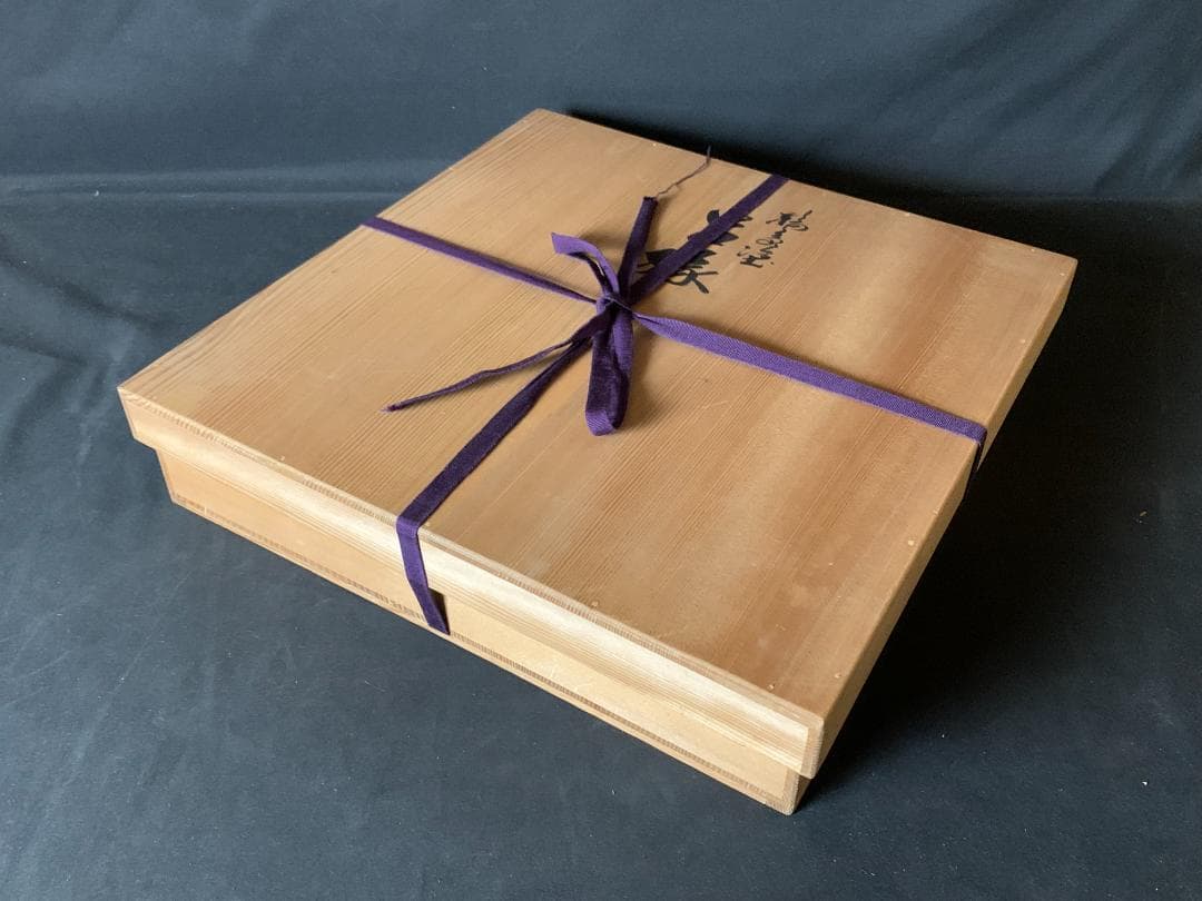 輪島塗 河智製 花筏蒔絵 木製 黒真塗 炉縁 共箱 茶道具 785