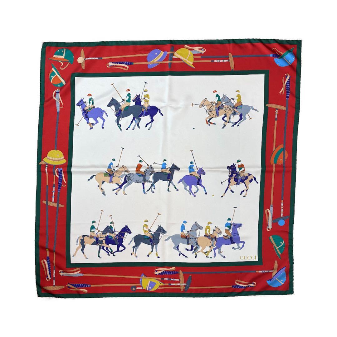 ♡美品♡ グッチ スカーフ 馬柄 大判 シルク100％