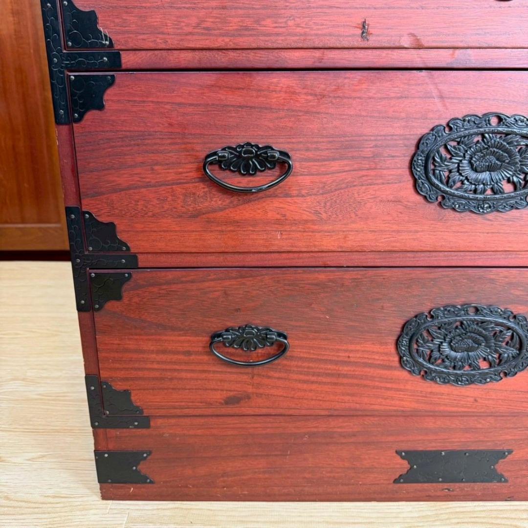 『破格早い者勝ち』民芸家具 欅材 整理箪笥 時代箪笥 3段チェスト 鉄金具 ②