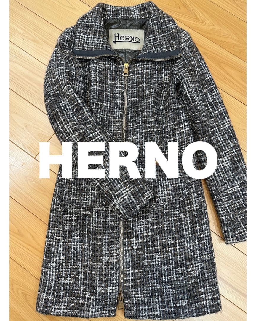 【SALE】HERNO ヘルノ ツイード コート スプリング コート