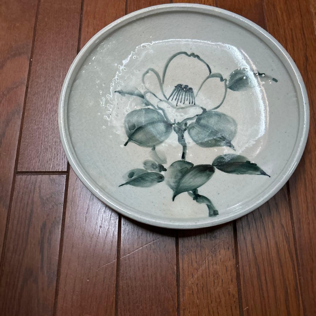 出雲　久村焼き　花柄陶器皿 約25cm