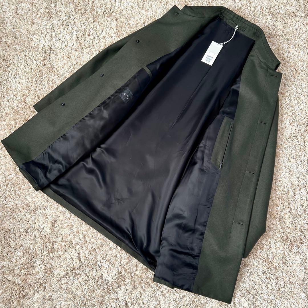 【新品】COS ステンカラー コート カシミヤ ウール カーキ グリーン