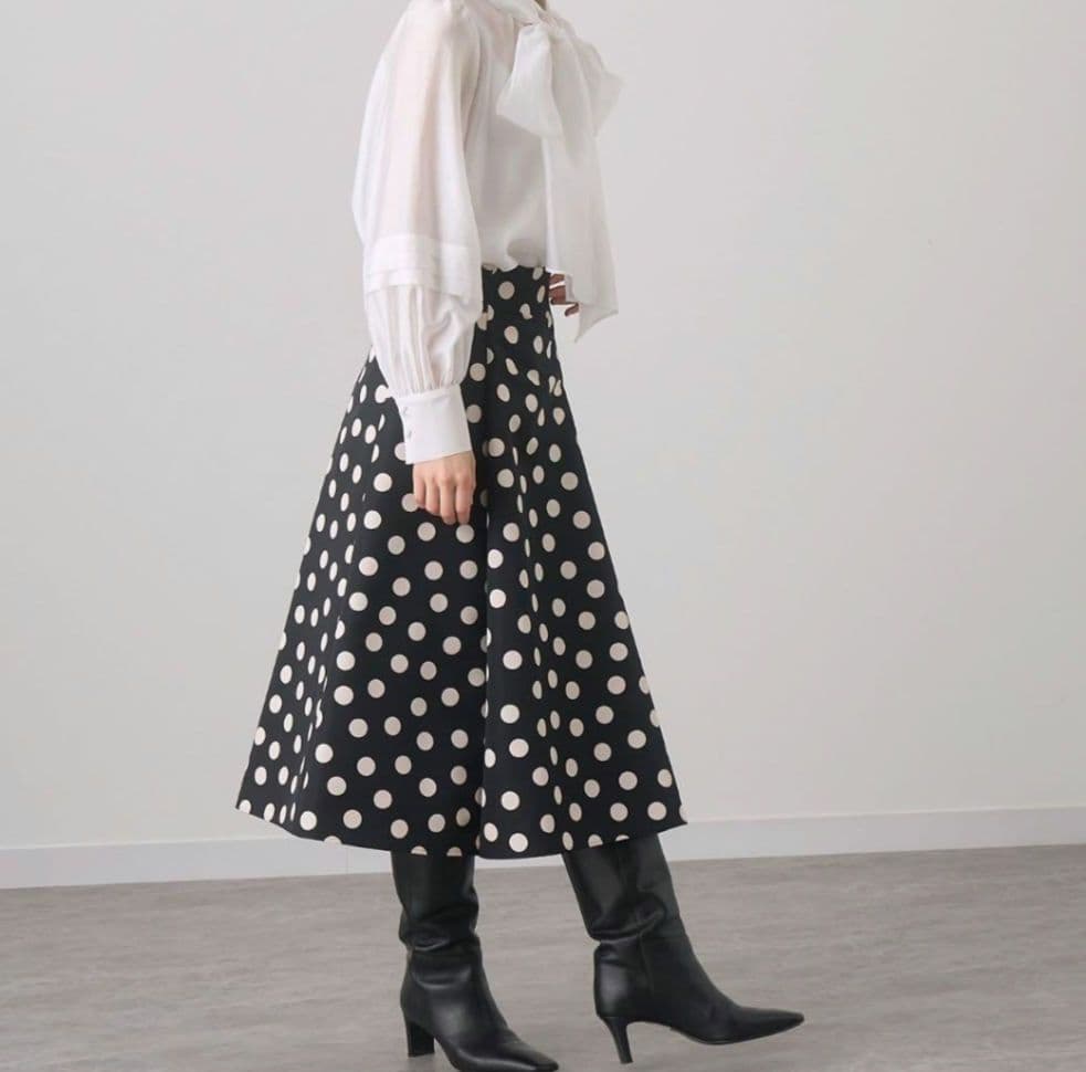 ANAYI✨グログラン ドット ハイウエスト スカート