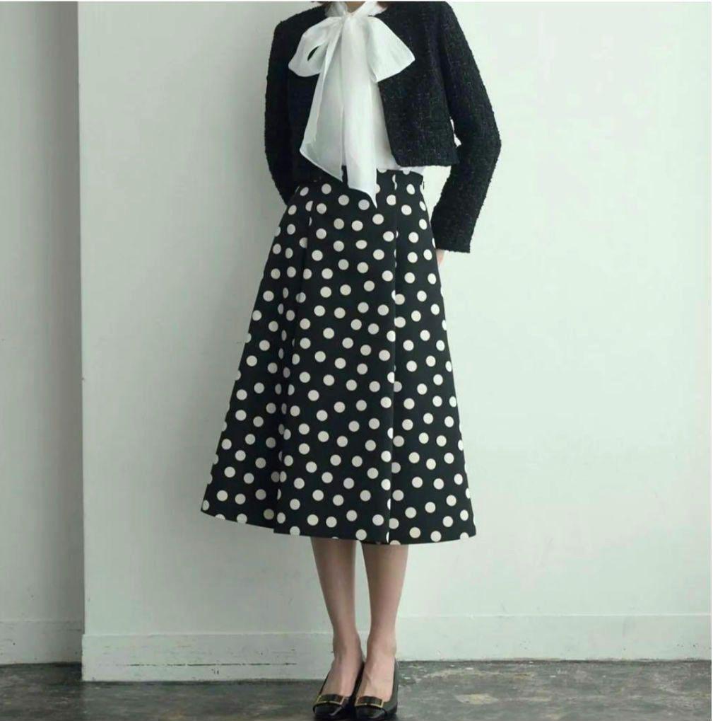ANAYI✨グログラン ドット ハイウエスト スカート