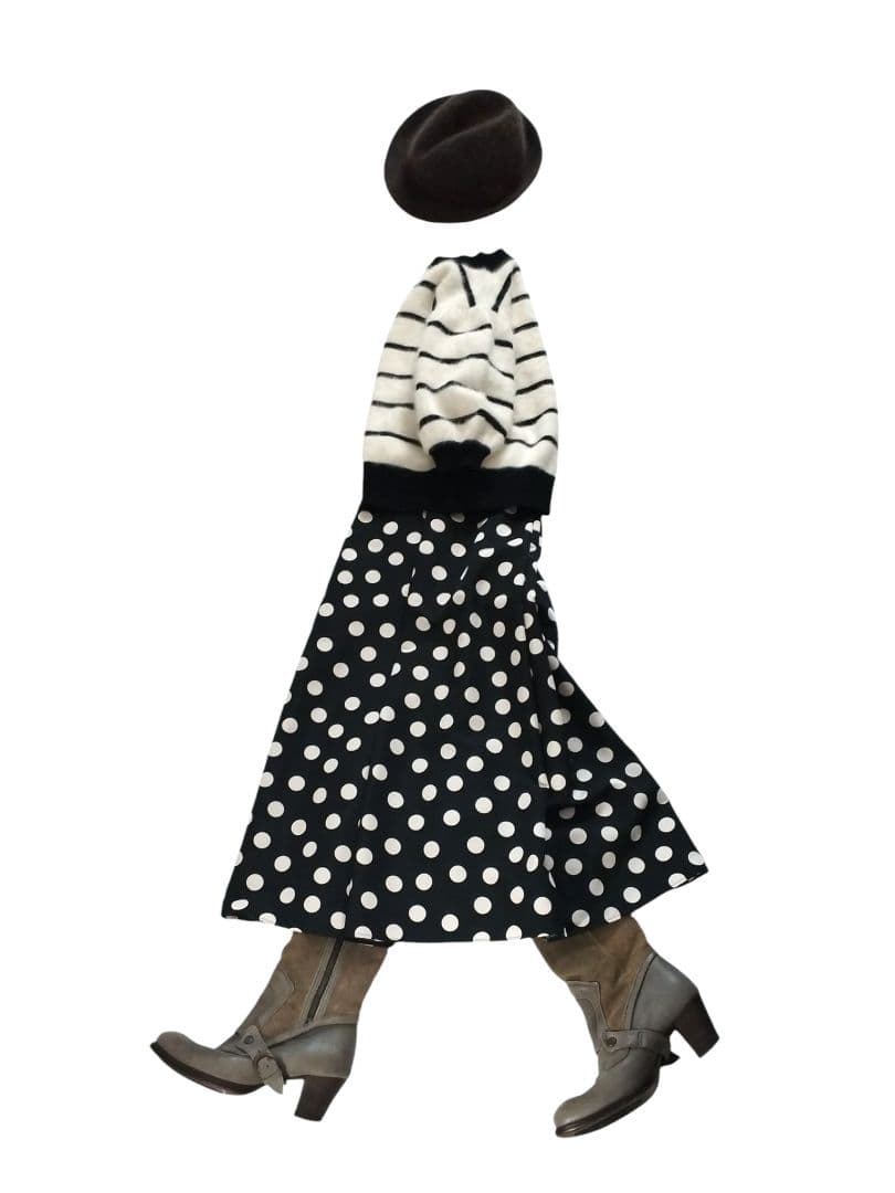 ANAYI✨グログラン ドット ハイウエスト スカート