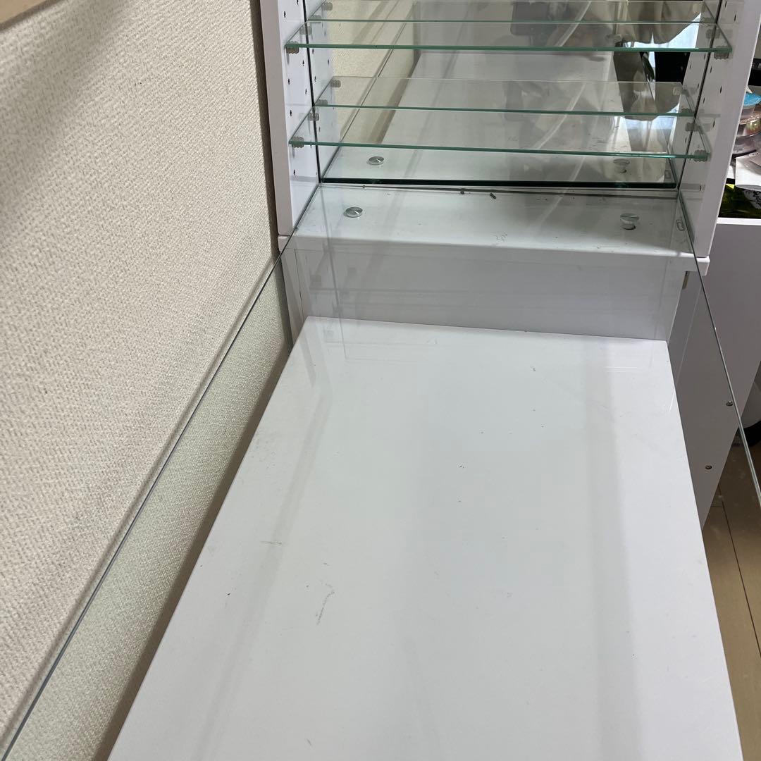 ネイルデスク 棚付き ガラス天板