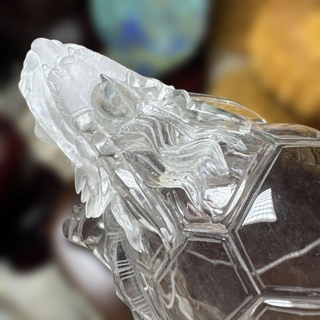 天然水晶 龍亀 ロングイ 1.5kg 証明書付 高級 彫刻 置物