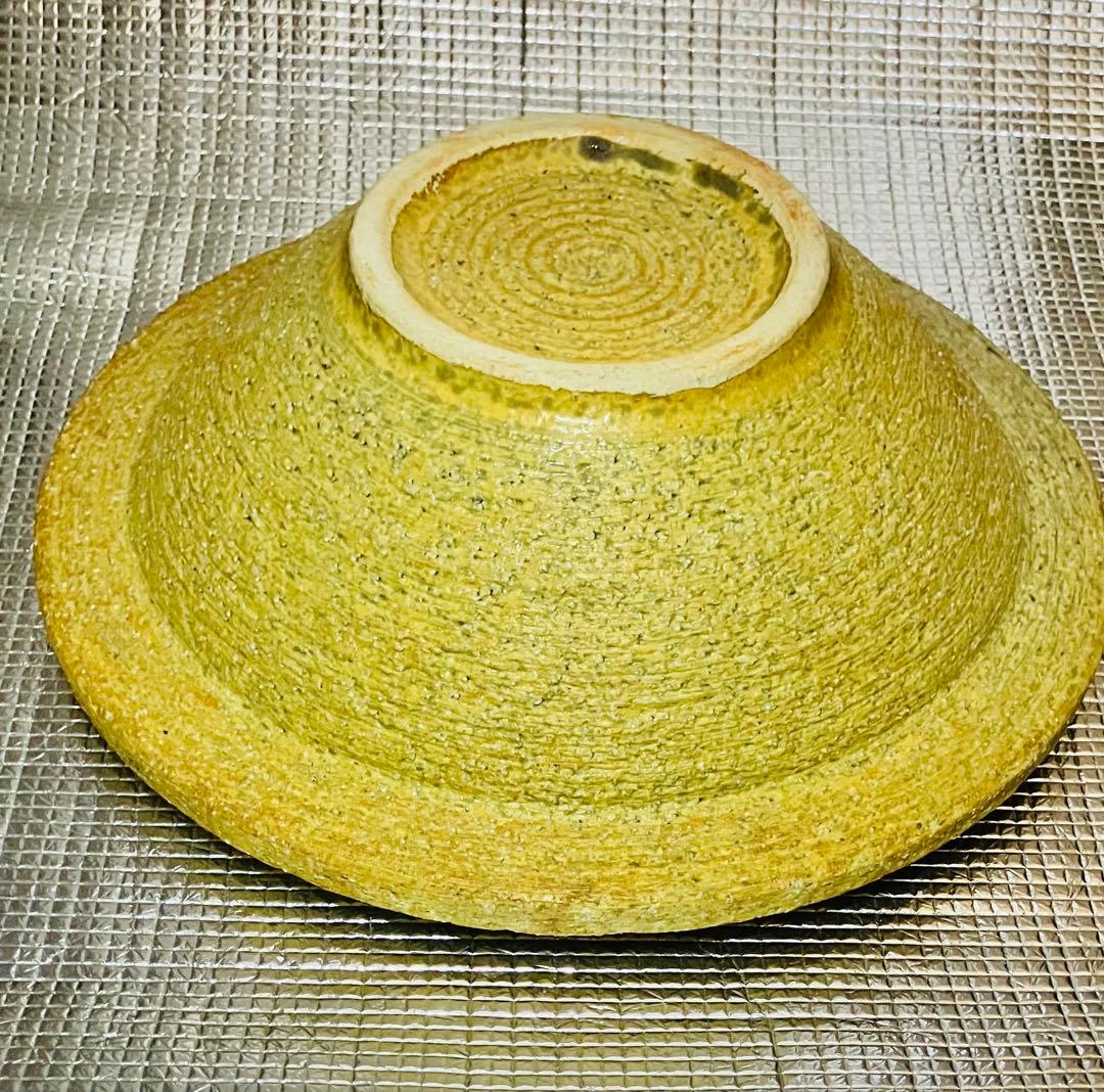 焼物　生花の水盤　黄色い