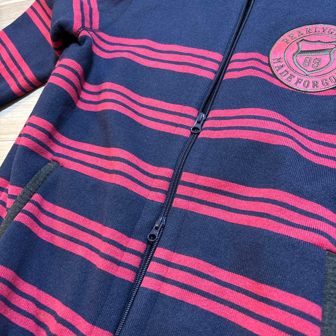 PEARLY GATES ボーダー柄 ニットブルゾン ワッペン ダブルジップ
