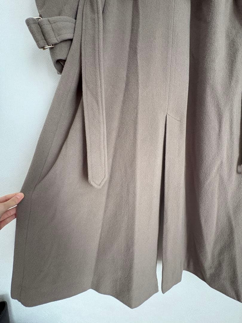 anuans ウールトレンチロングコート S カーキグレー アニュアンス