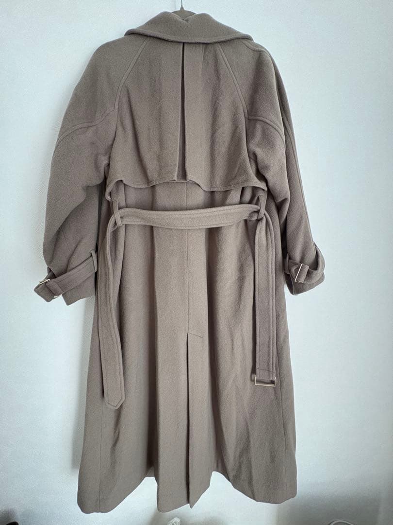 anuans ウールトレンチロングコート S カーキグレー アニュアンス