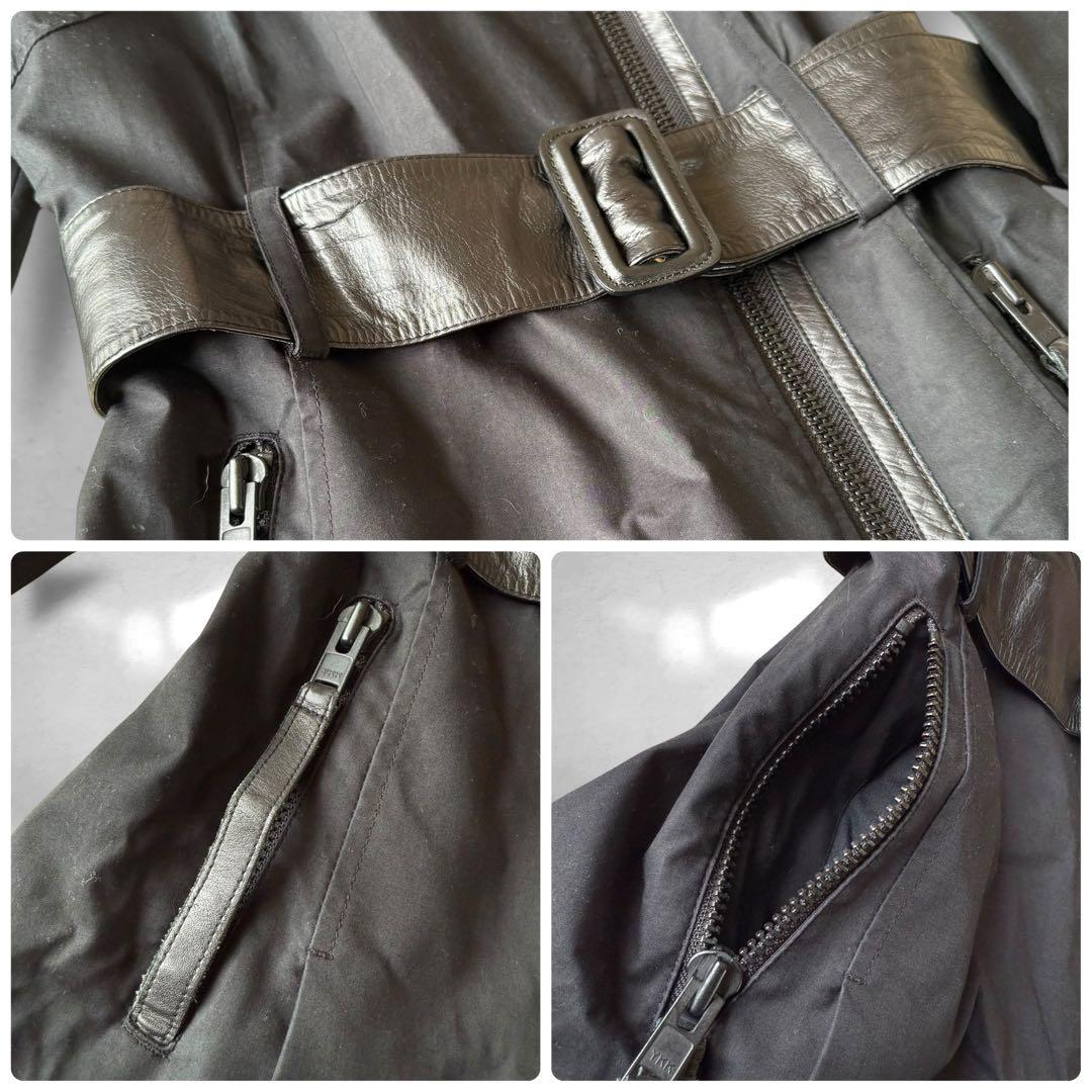 Mackage マッカージュ　トレンチコート　Aライン　ダブルジップ 牛革 黒