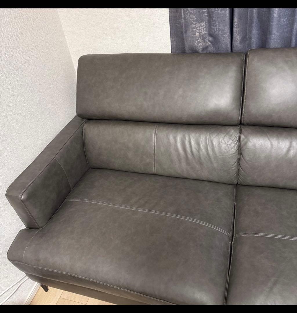 ダークブラウン レザー 3人掛けソファ