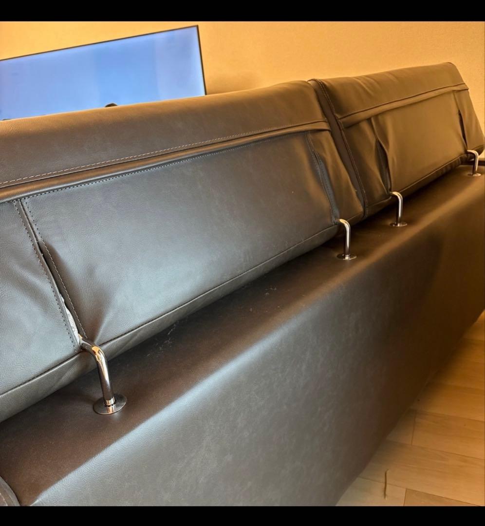 ダークブラウン レザー 3人掛けソファ