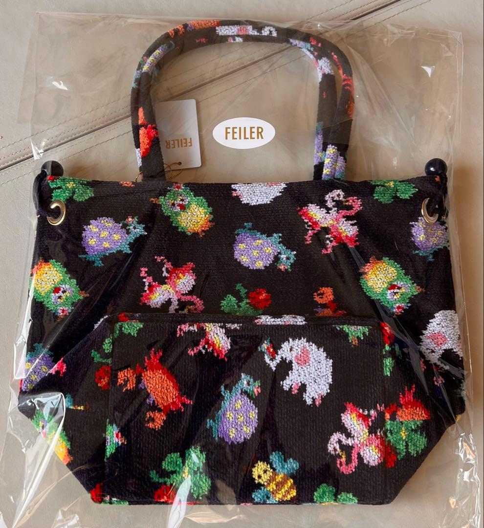 【新品未開封】フェイラー×神崎恵さんコラボ 巾着バッグ（ネイビー）