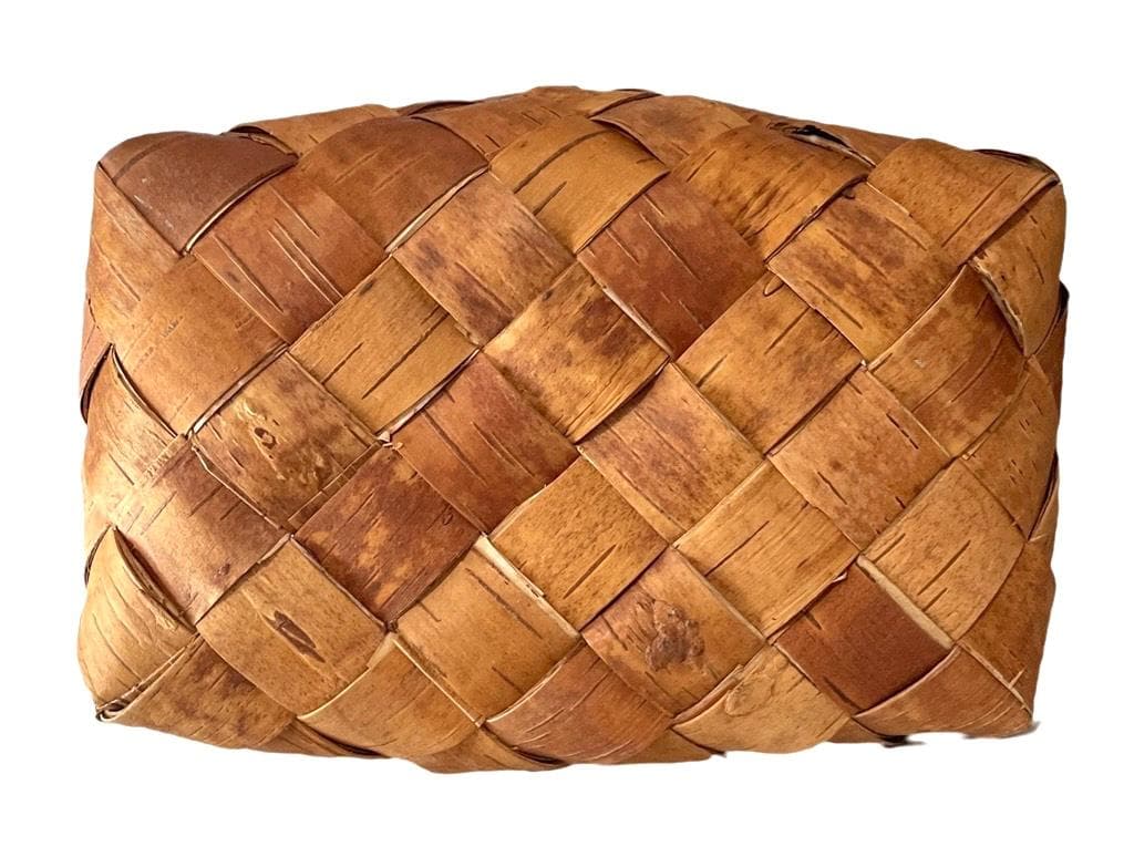 【保管品】白樺のバスケット（かご）／横21.5cm×奥行16cm／フィンランド製