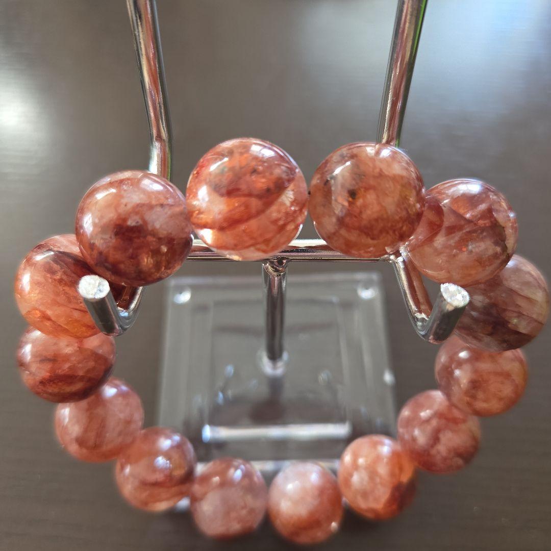 天然石ファイヤークォーツブレスレット 約18cm 17mm大玉