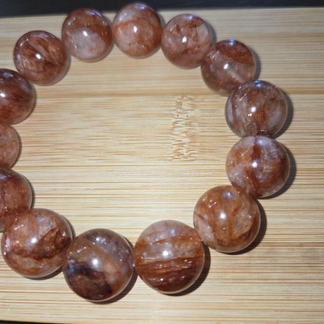 天然石ファイヤークォーツブレスレット 約18cm 17mm大玉