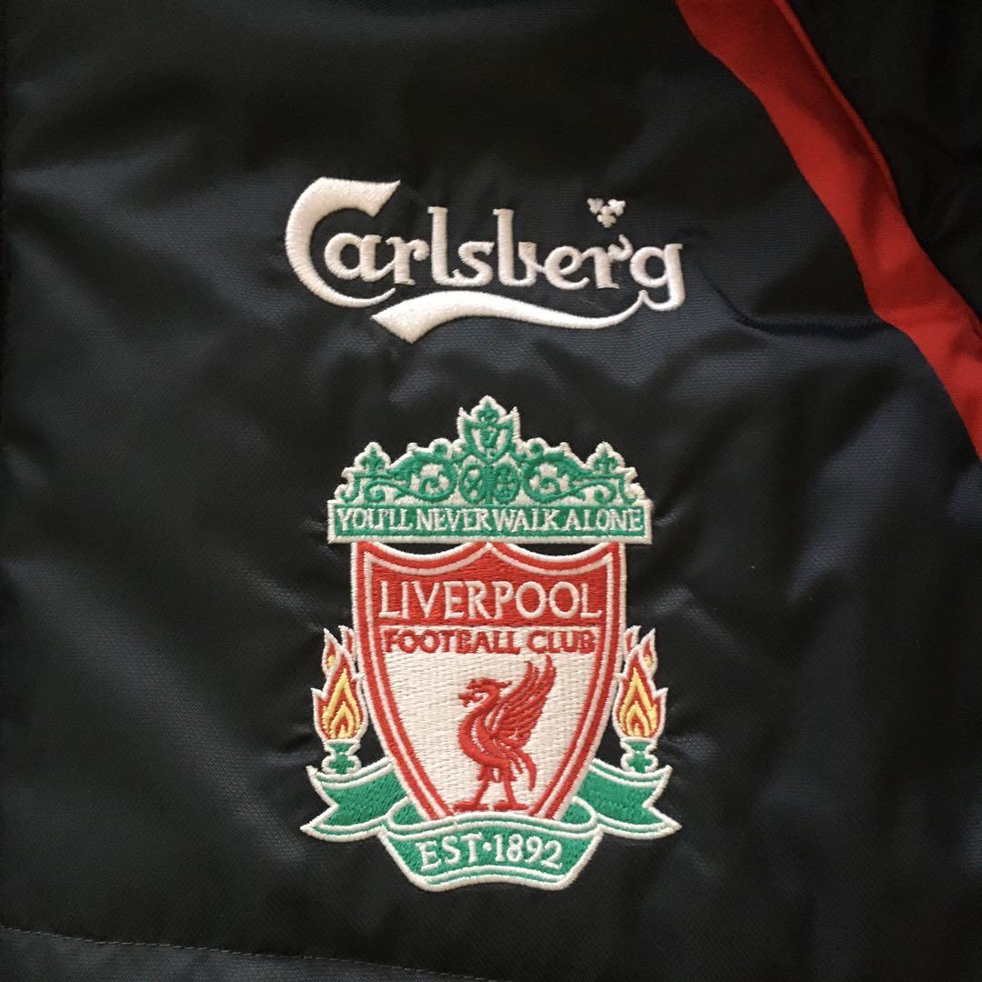 adidas リヴァプール パデッドジャケット 中綿ハーフ丈 襟袖フリース 防寒