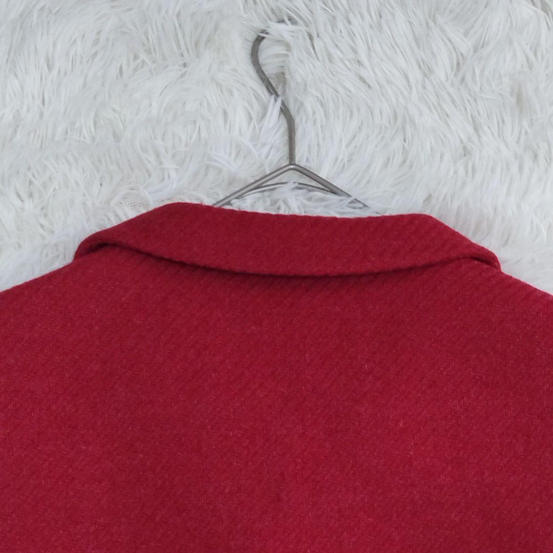 18376✨プラダ ウール ヘリンボーン ダブルフェイス リバーコート レッド