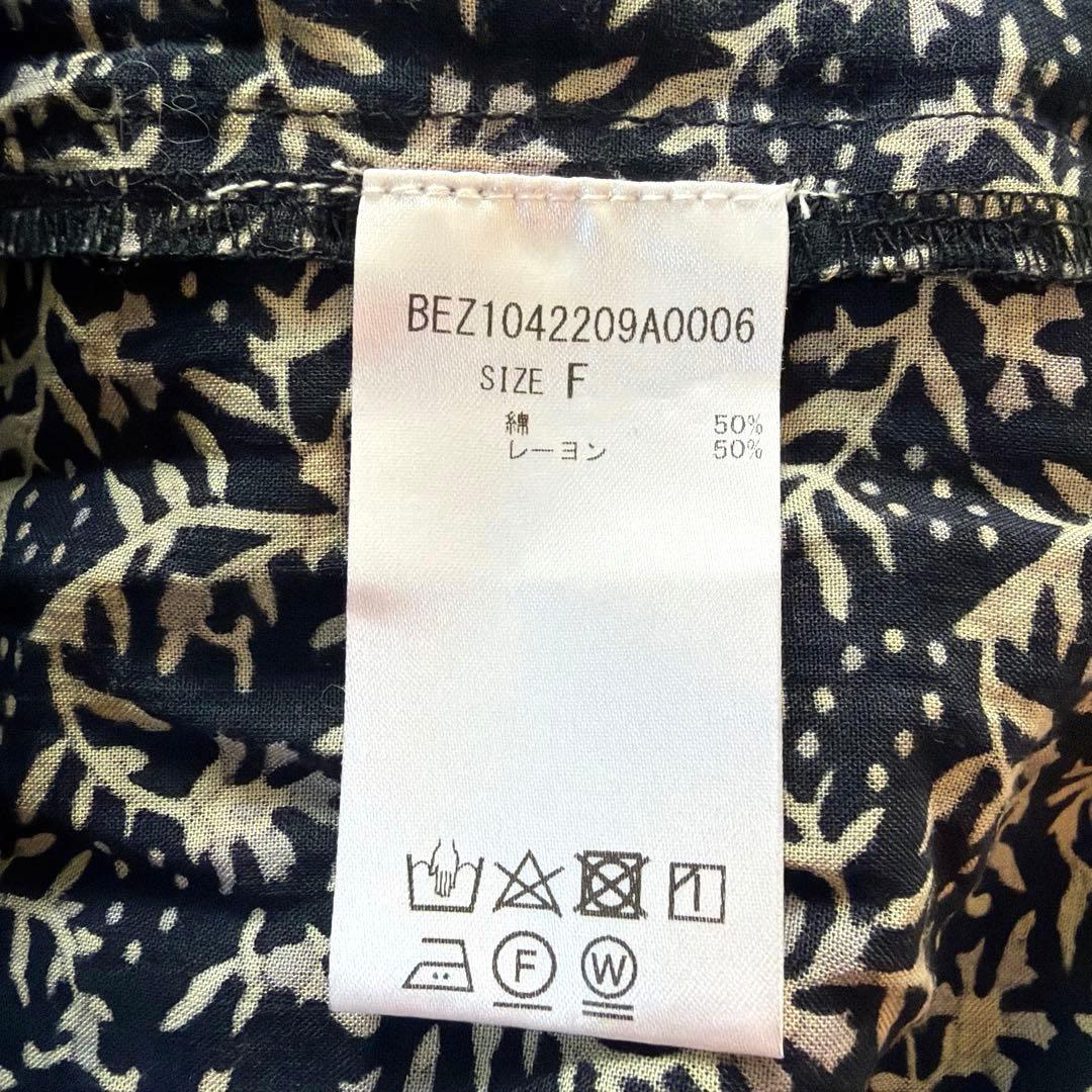 【24SS美品】BEARDSLEY プリントギャザーワンピース　ブラック