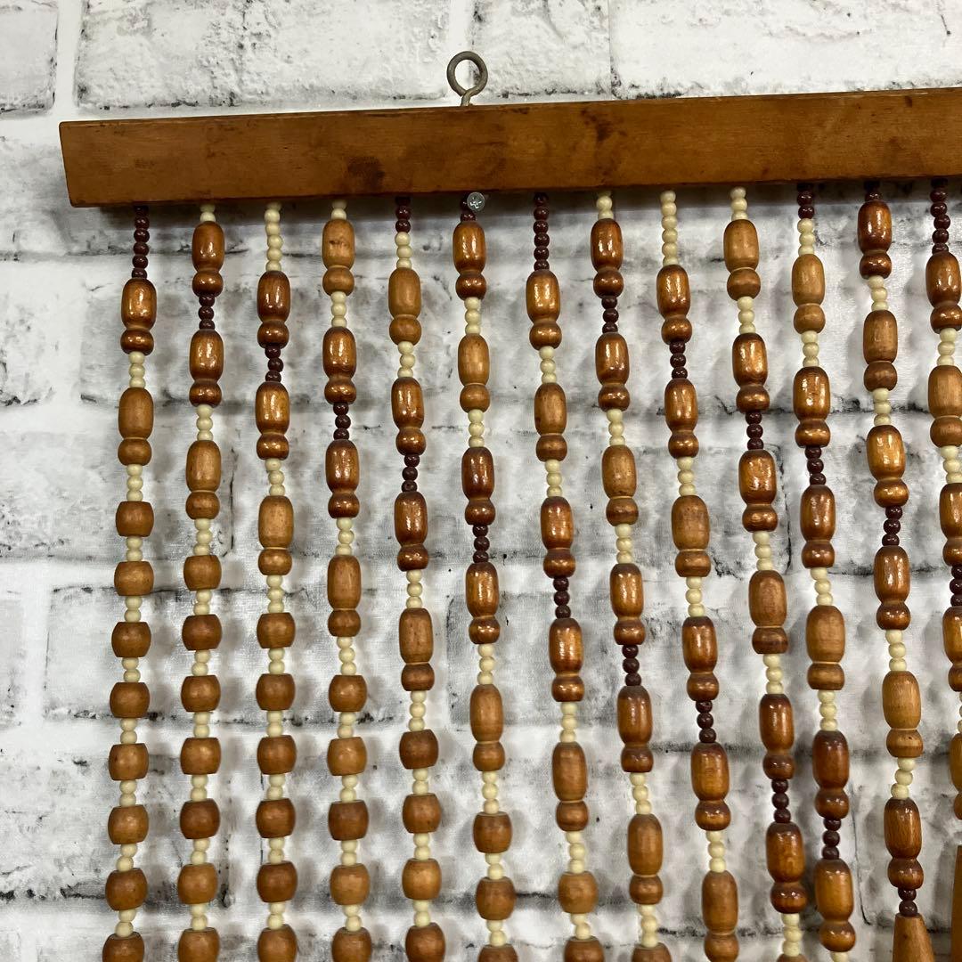 B-2 珠のれん ウッドビーズ 昭和レトロ アーチ型 アンティーク 吊り下げ