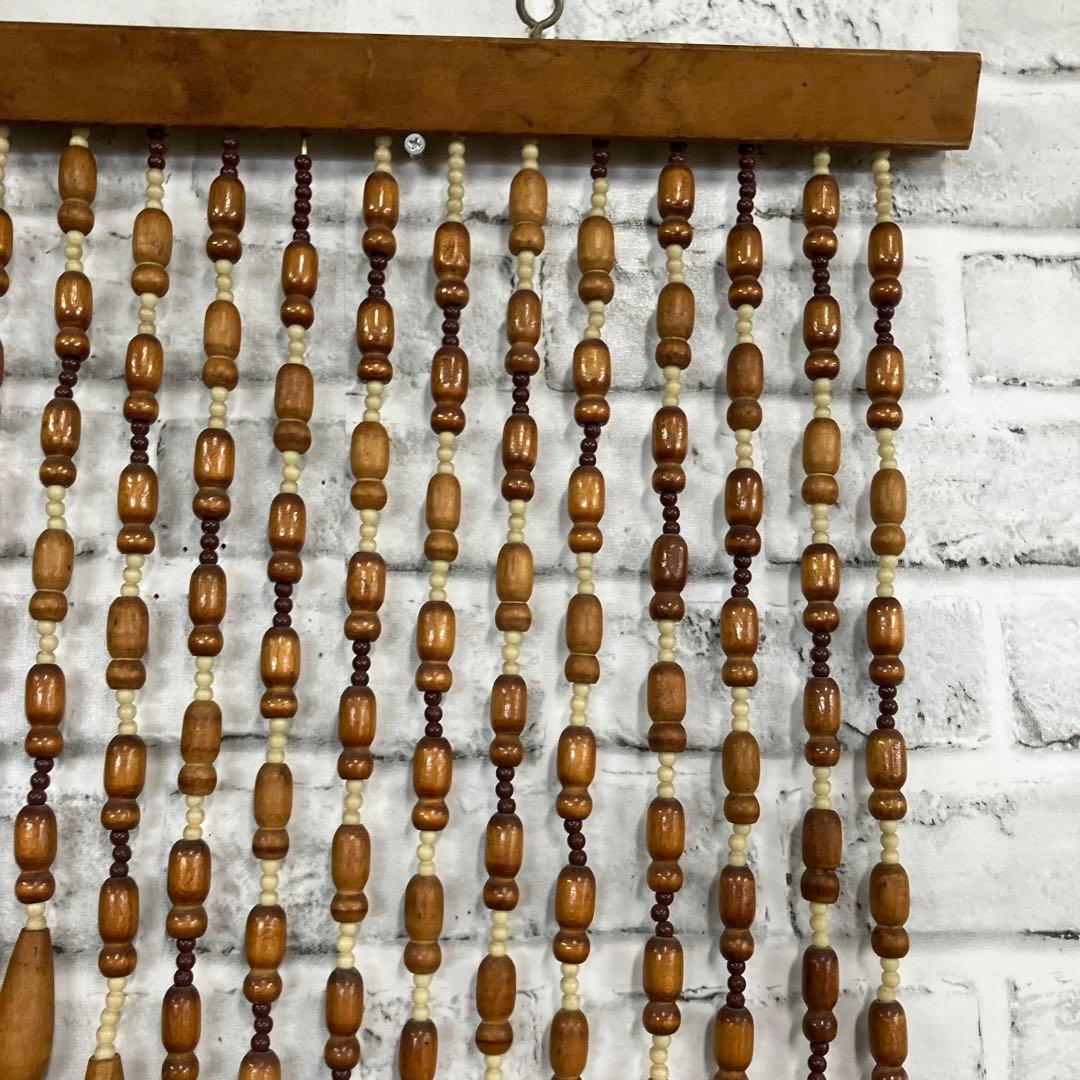 B-2 珠のれん ウッドビーズ 昭和レトロ アーチ型 アンティーク 吊り下げ