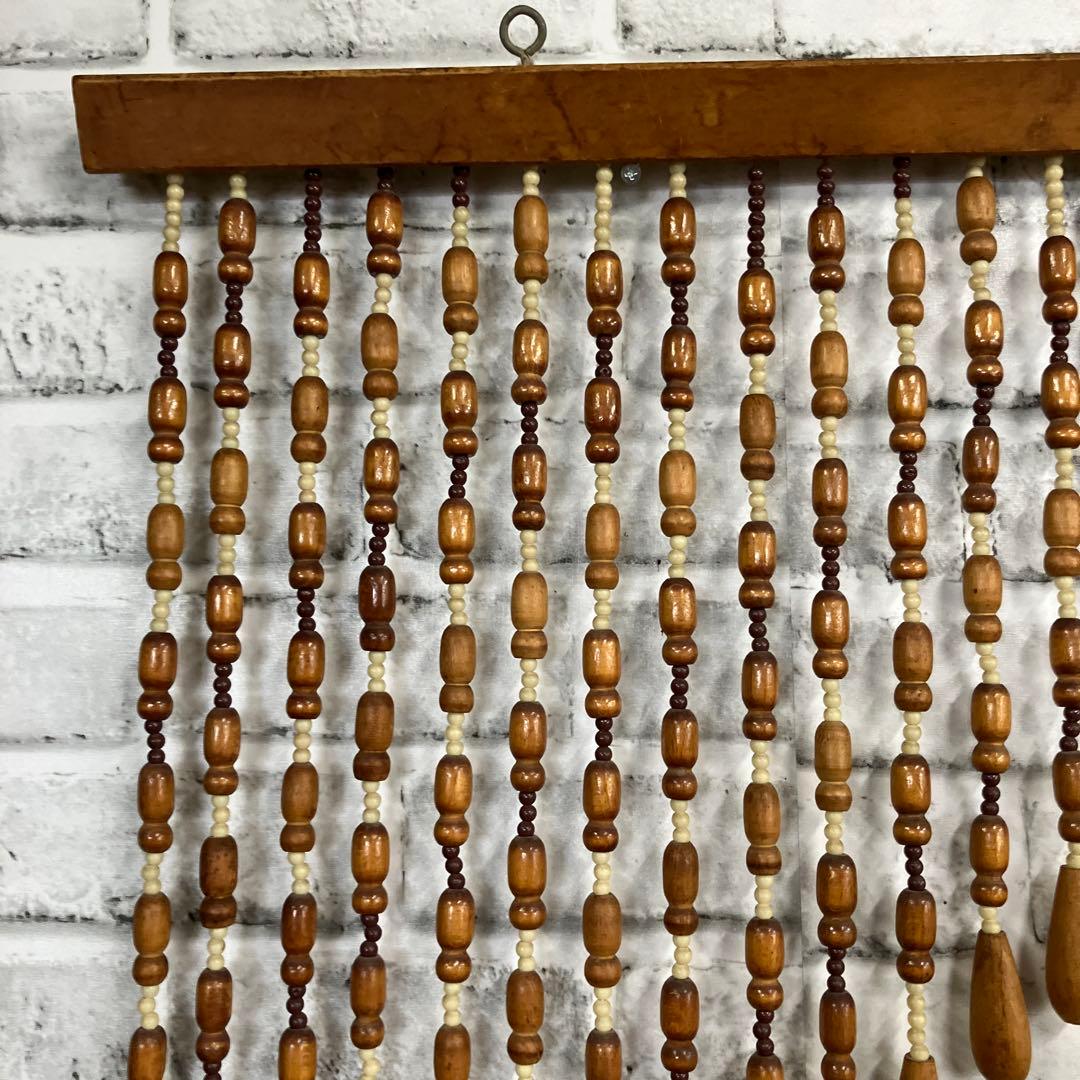 B-2 珠のれん ウッドビーズ 昭和レトロ アーチ型 アンティーク 吊り下げ