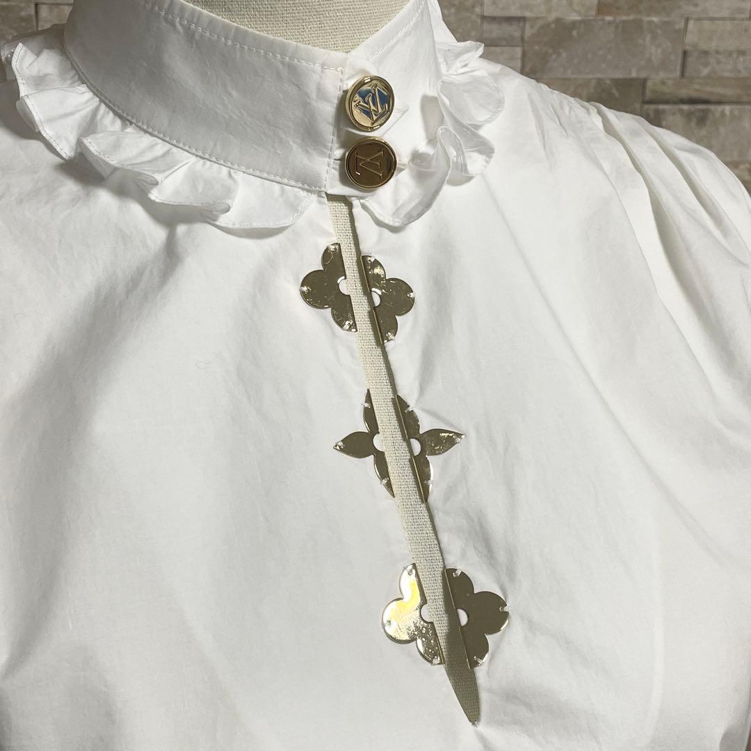 ルイヴィトン フリルブラウス 34(XS)フレンチスリーブ★クリーニング済