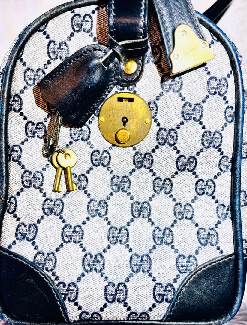 ★ヴィンテージ★ グッチ GG柄 PVC レザー ハンドボストンバッグ