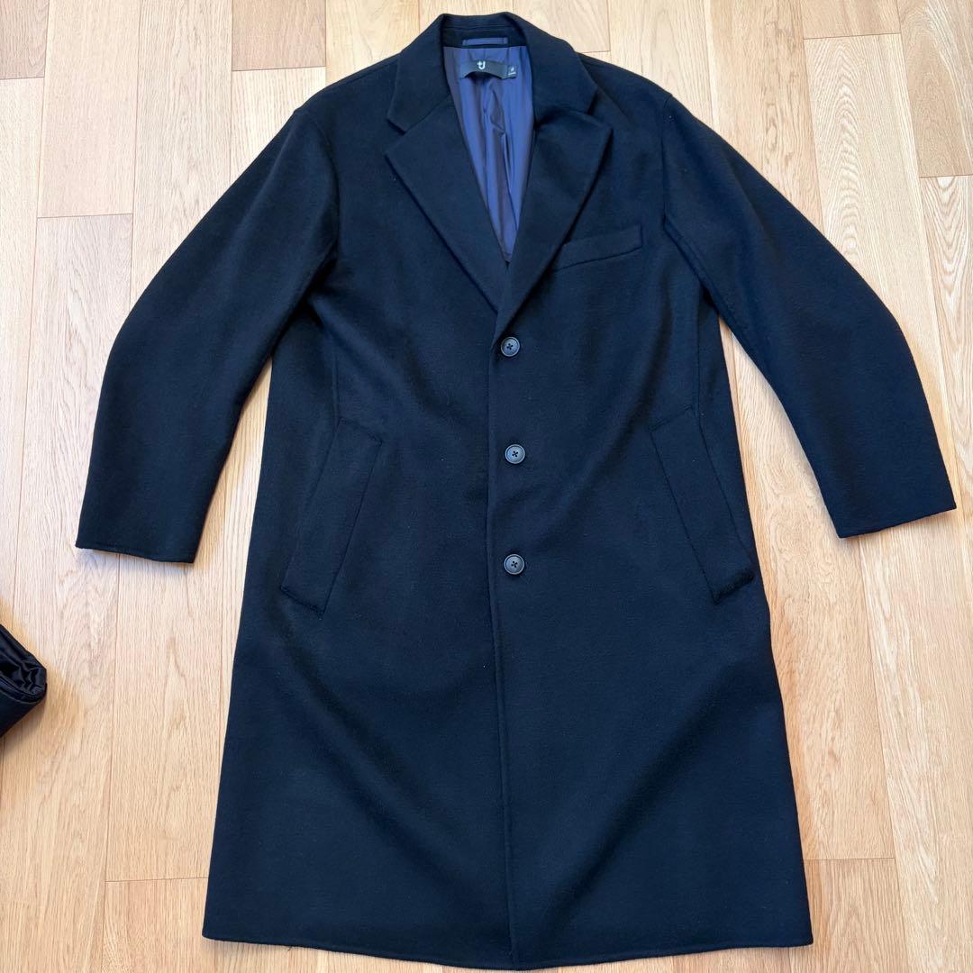 +j カシミヤブレンドオーバーサイズチェスターコート Mサイズ ネイビー
