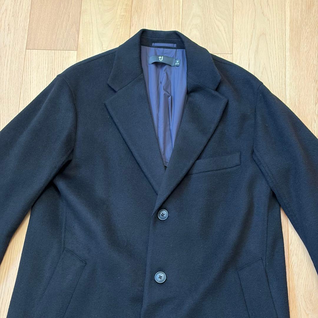 +j カシミヤブレンドオーバーサイズチェスターコート Mサイズ ネイビー