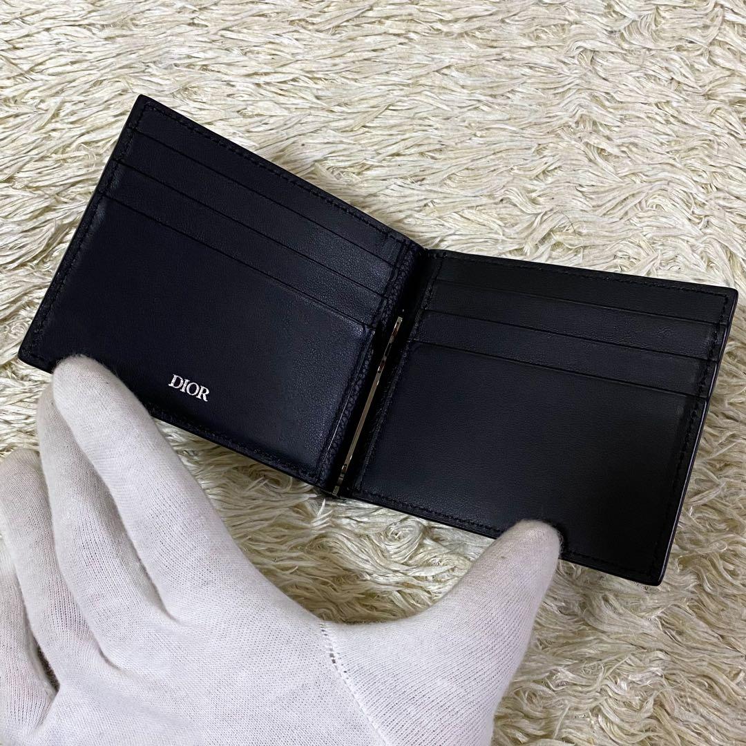 【未使用級】ディオール マネークリップ CDアイコン 二つ折り財布 ブラック 黒