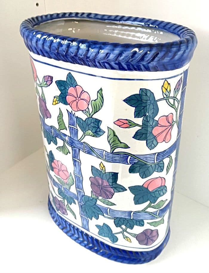 おしゃれ　陶器製 傘立て 花柄　朝顔　玄関収納 倒れない　多用途　アンティーク