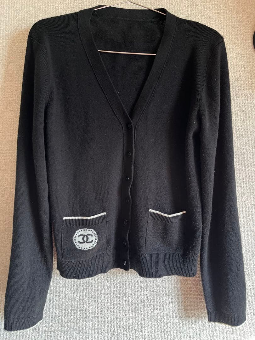 CHANEL ダークグレー Vネック カーディガン サイズ38