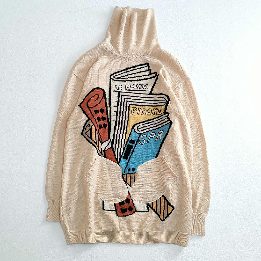 【美品】ピッコーネ　オーバーサイズタートルニット　ジャガード　刺繍　ポケット