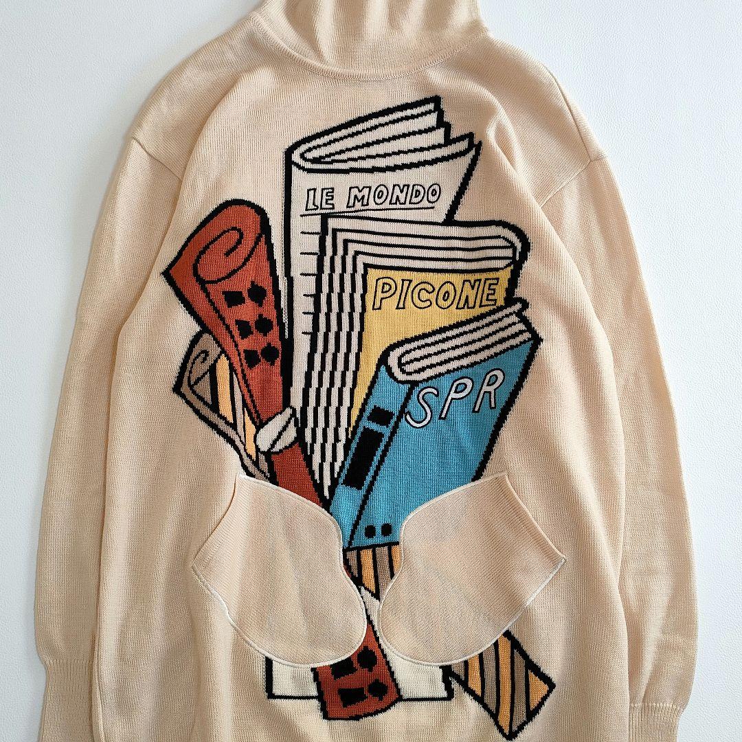 【美品】ピッコーネ　オーバーサイズタートルニット　ジャガード　刺繍　ポケット